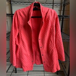 Eileen Fisher quilted 100% cotton red coat size M